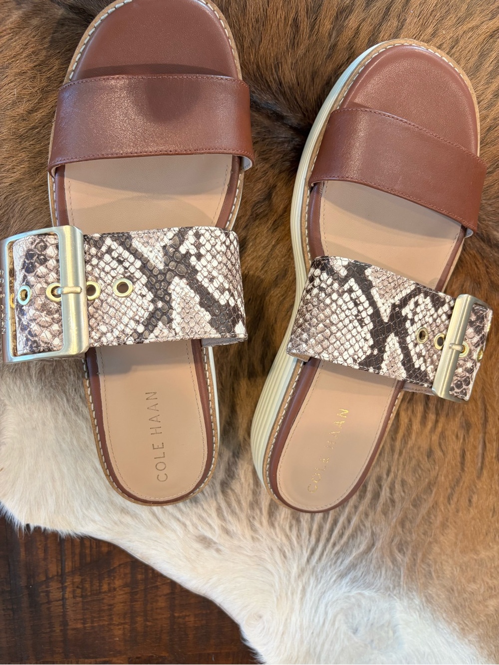 COLE HAAN Original Grand Platform Sandal Sandollar Snake Print - Picture 3 of 9